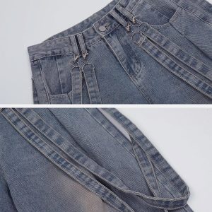 Concert Outfit Vintage Solid Double Strap Jeans