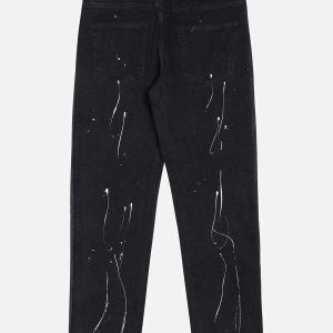 Concert Outfit Vintage Splash Ink Breasted Jeans