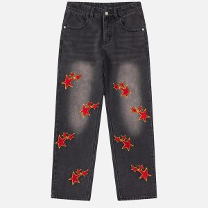 Concert Outfit Vintage Star Embroidered Jeans