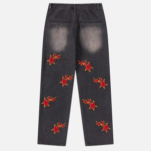 Concert Outfit Vintage Star Embroidered Jeans