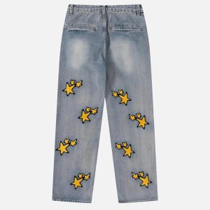 Concert Outfit Vintage Star Embroidered Jeans