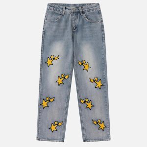 Concert Outfit Vintage Star Embroidered Jeans