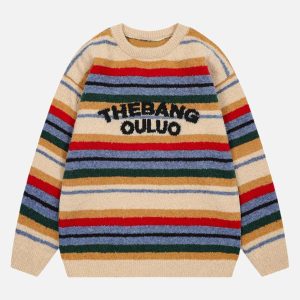 Concert Outfit Vintage Striped Sweater