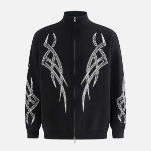 Concert Outfit Vintage Thorns Stand Collar Cardigan