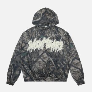 Concert Outfit Vintage Tree Camouflage Full Print Hoodie