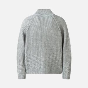 Concert Outfit Vintage Turtleneck Zipper Cardigan