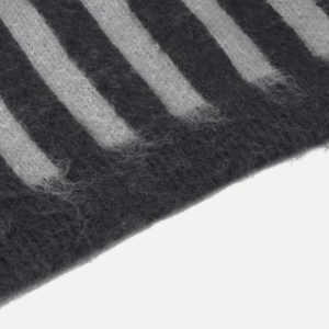 Concert Outfit Vintage Vertical Striped Polo Collar Sweater