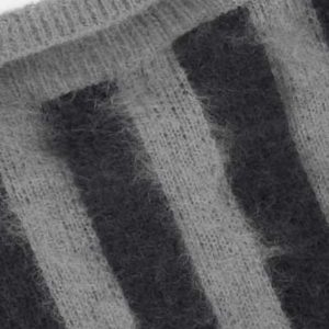 Concert Outfit Vintage Vertical Striped Polo Collar Sweater