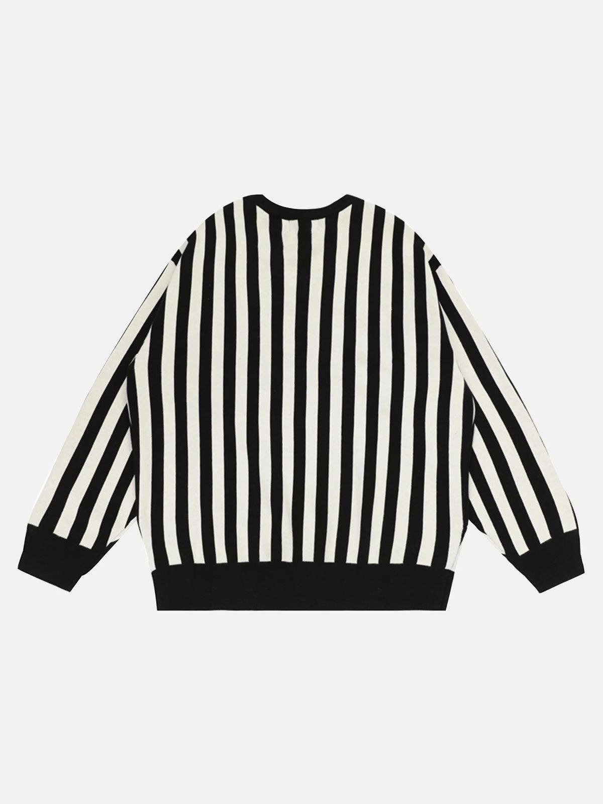Concert Outfit Vintage Vertical Striped Preppy V-Neck Sweater Concert Outfit Vintage Vertical Striped Preppy V-Neck Sweater