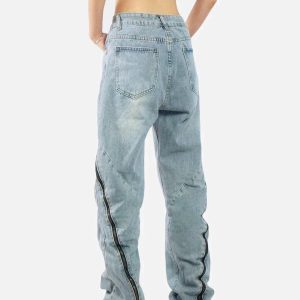 Concert Outfit Vintage Wash Adjustable Zip Jeans