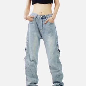 Concert Outfit Vintage Wash Adjustable Zip Jeans