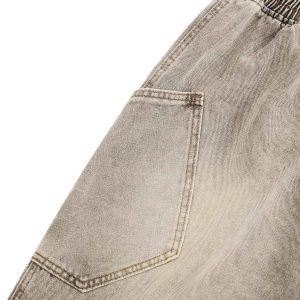 Concert Outfit Vintage Wash Deconstructed Drawstring Denim Shorts