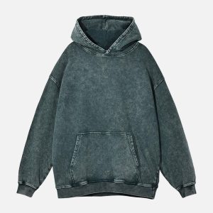 Concert Outfit Vintage Wash Distressed Solid Hoodie