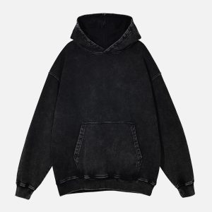 Concert Outfit Vintage Wash Distressed Solid Hoodie