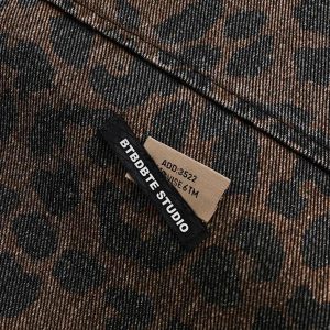 Concert Outfit Vintage Washed Cheetah Denim Jacket