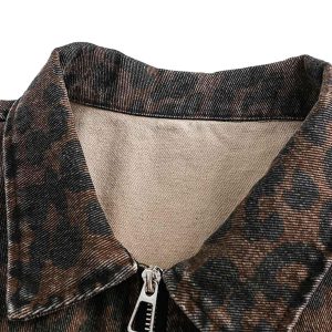 Concert Outfit Vintage Washed Cheetah Denim Jacket