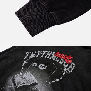 Concert Outfit Vintage Washed Dark Print Hoodie