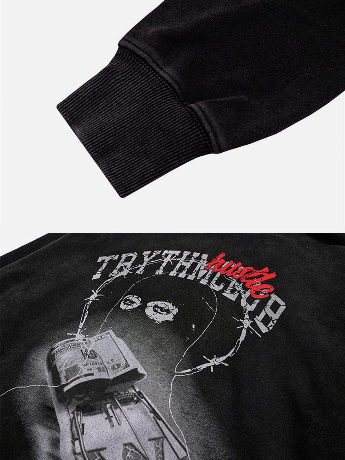 Concert Outfit Vintage Washed Dark Print Hoodie Concert Outfit Vintage Washed Dark Print Hoodie