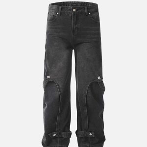 Concert Outfit Vintage Washed Deconstructed Jeans