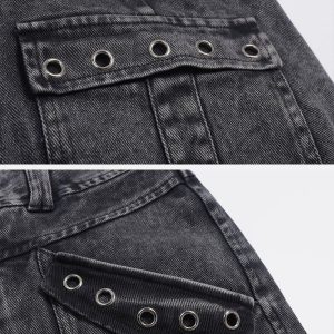 Concert Outfit Vintage Washed Denim Cargo Jeans