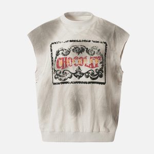 Concert Outfit Vintage Washed Graphic Distressed Vest