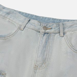 Concert Outfit Vintage Washed Multi-Pocket Work Jeans