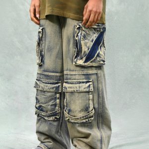 Concert Outfit Vintage Washed Multifunctional Denim Overalls