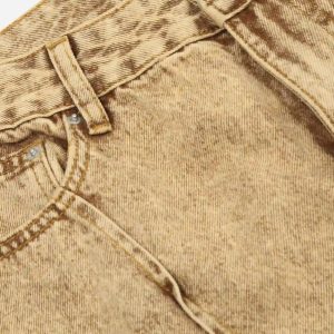 Concert Outfit Vintage Washed Pleated Straight Jeans