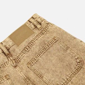 Concert Outfit Vintage Washed Pleated Straight Jeans