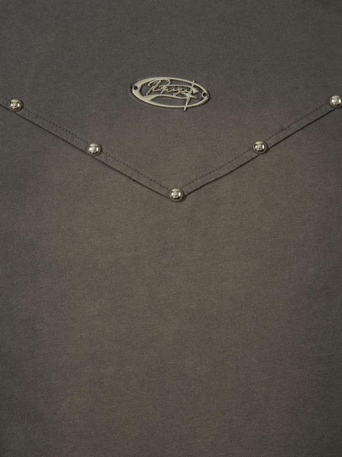 Concert Outfit Vintage Washed Stitching Rivets T-Shirt Concert Outfit Vintage Washed Stitching Rivets T-Shirt