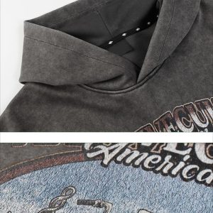 Concert Outfit Vintage Washed Worn Loose Print Hoodie