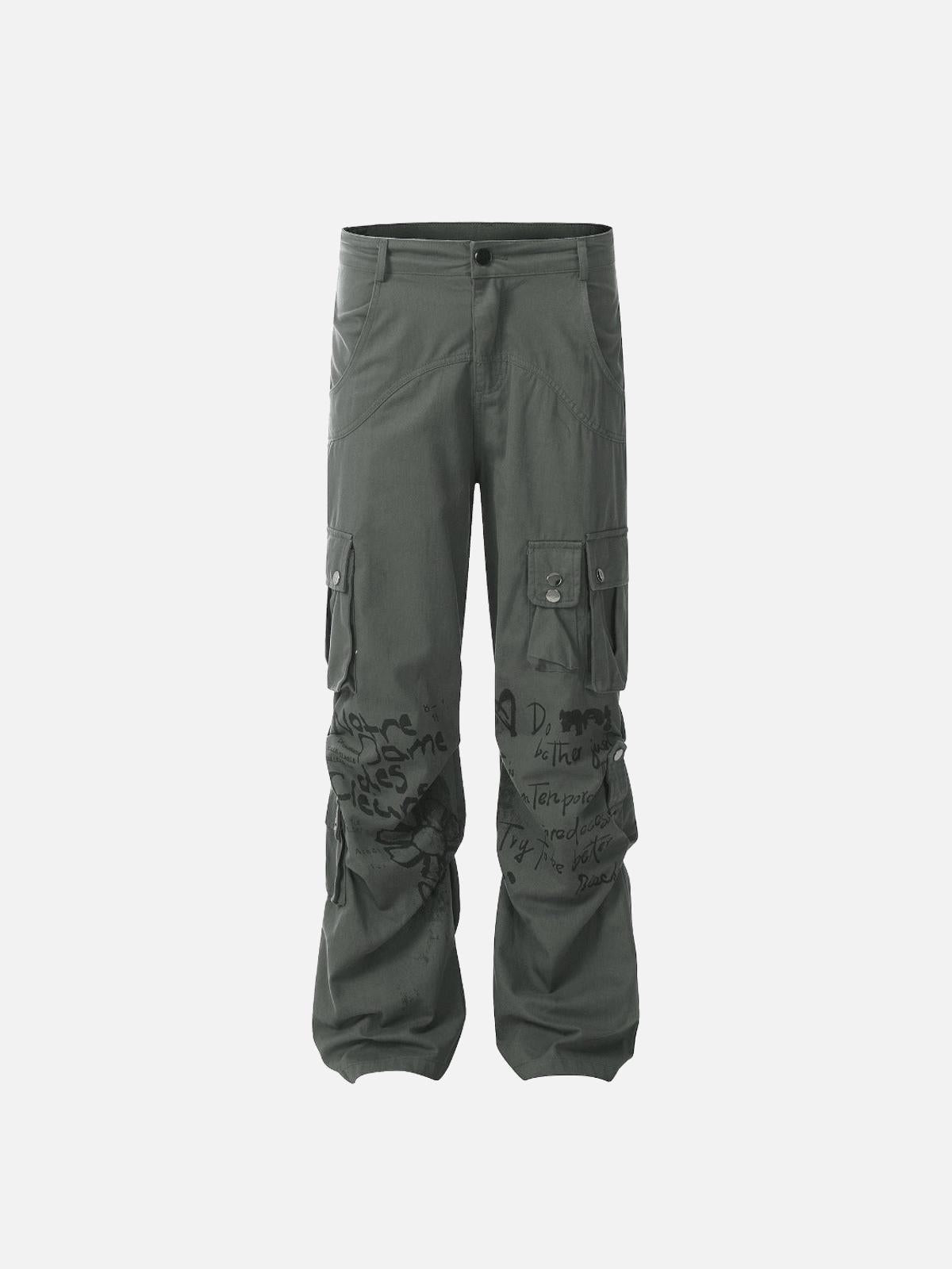 Concert Outfit Vintage Water-Slurry Print Cargo Pants Concert Outfit Vintage Water-Slurry Print Cargo Pants