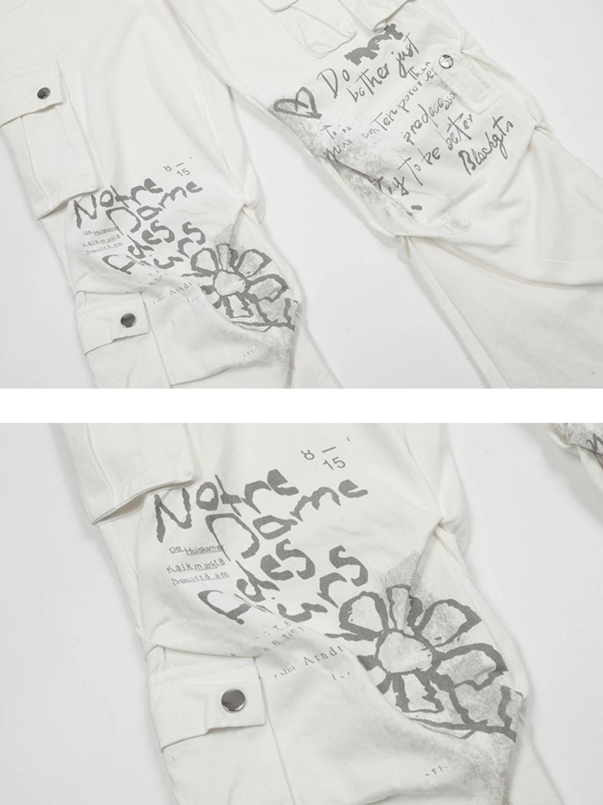 Concert Outfit Vintage Water-Slurry Print Cargo Pants Concert Outfit Vintage Water-Slurry Print Cargo Pants