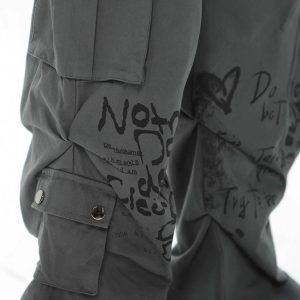 Concert Outfit Vintage Water-Slurry Print Cargo Pants