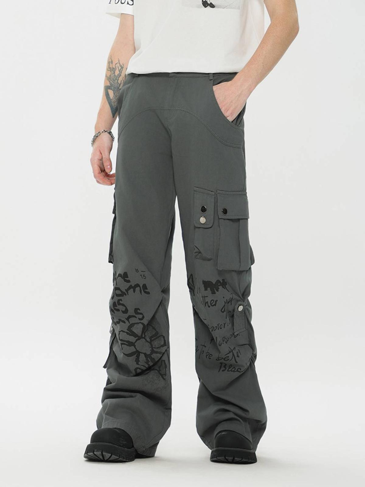 Concert Outfit Vintage Water-Slurry Print Cargo Pants Concert Outfit Vintage Water-Slurry Print Cargo Pants
