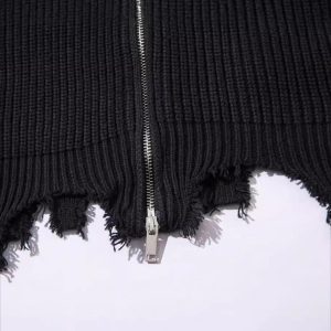 Concert Outfit Vintage Worn Loose zipper Sweater