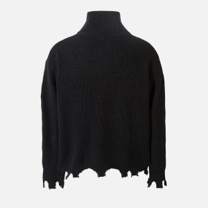 Concert Outfit Vintage Worn Loose zipper Sweater