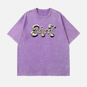 Concert Outfit Washed Alphabet Print Tee