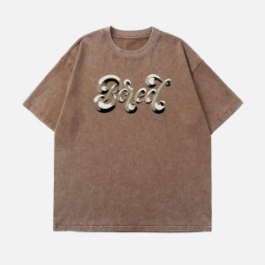 Concert Outfit Washed Alphabet Print Tee