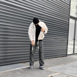 Concert Outfit Washed And Distressed Multi-Pocket Jeans