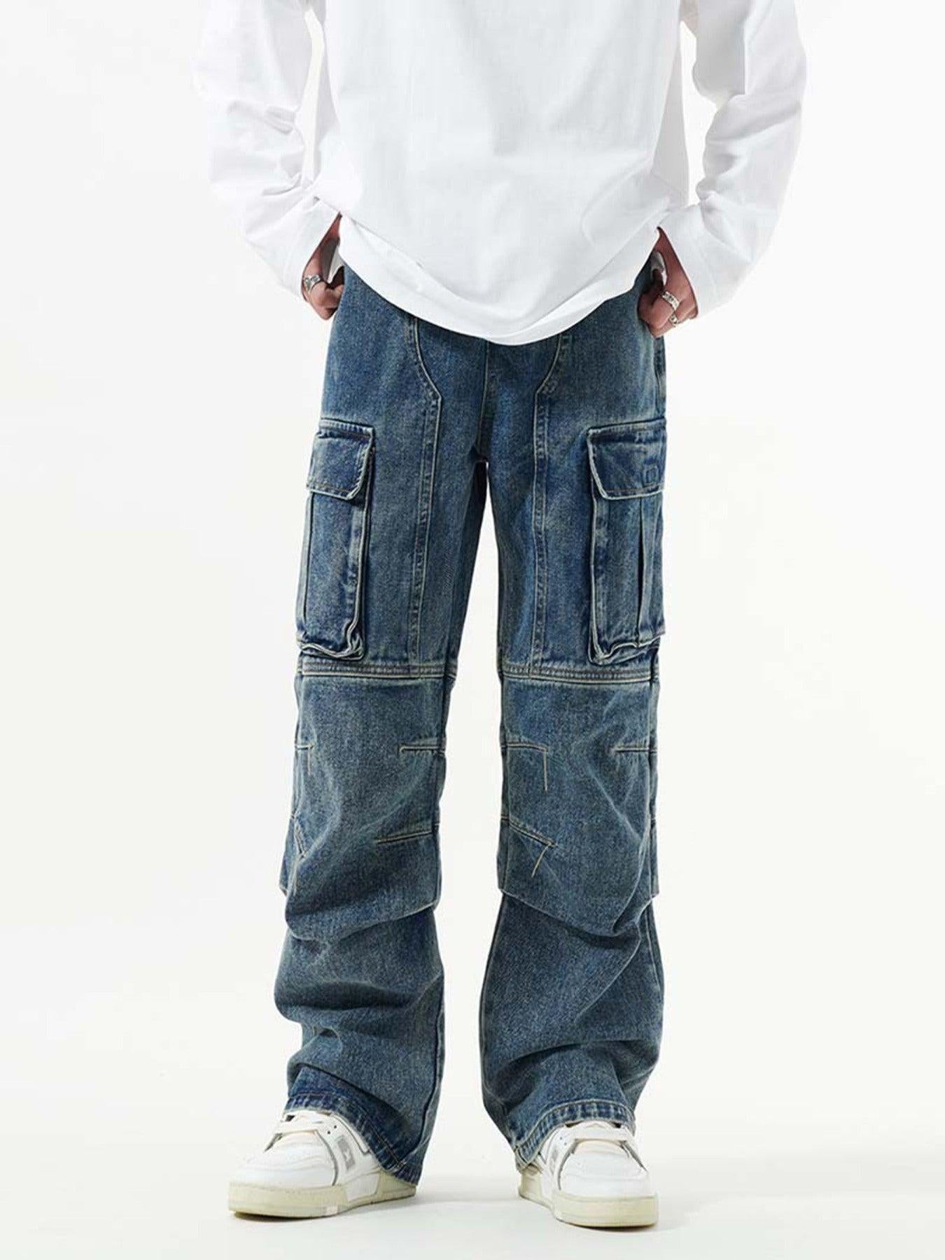 Concert Outfit Washed And Distressed Multi-Pocket Jeans Concert Outfit Washed And Distressed Multi-Pocket Jeans