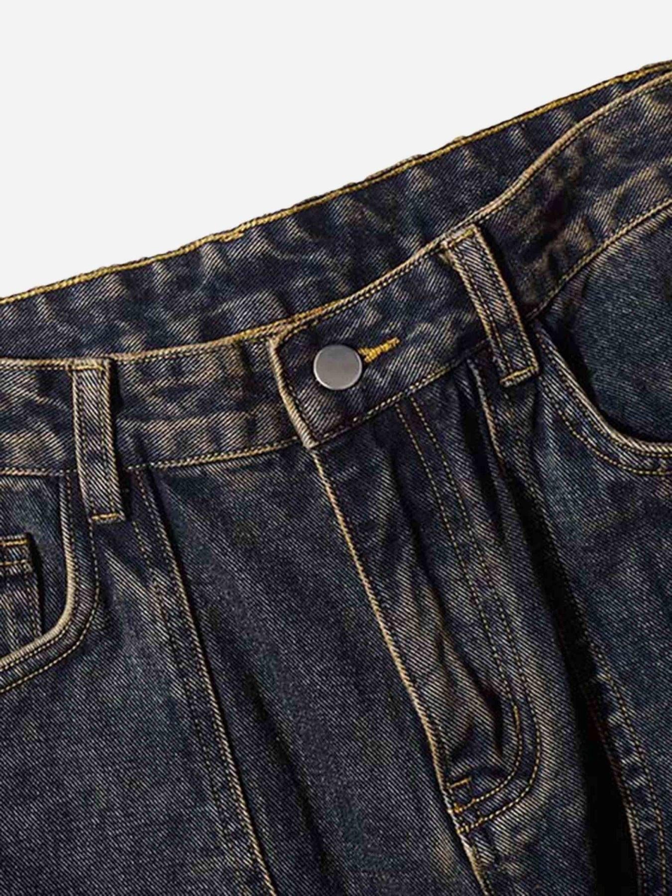 Concert Outfit Washed And Distressed Multi-Pocket Jeans Concert Outfit Washed And Distressed Multi-Pocket Jeans