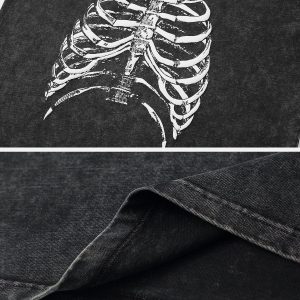Concert Outfit Washed Body Skeleton Print Tee