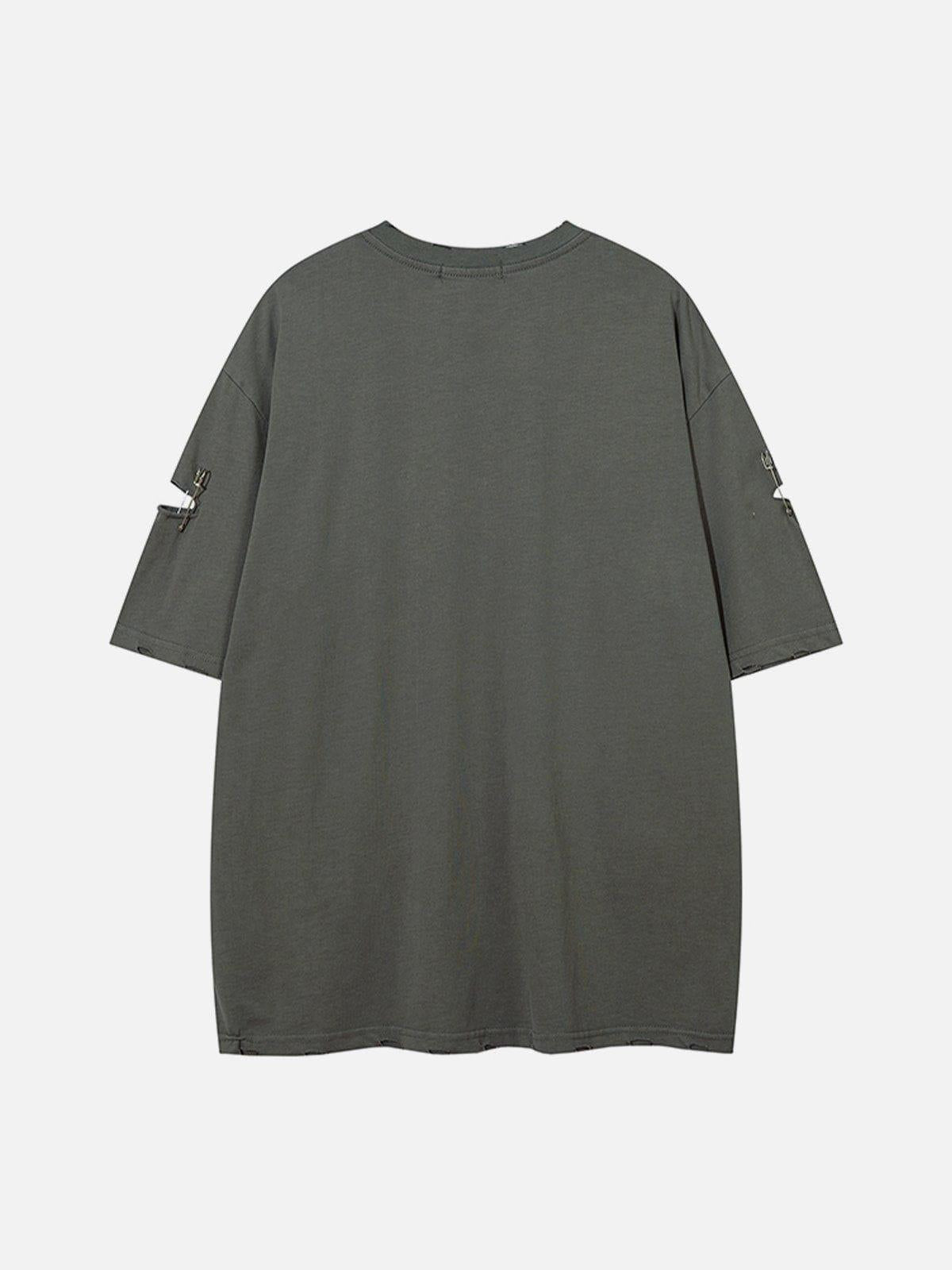 Concert Outfit Washed Broken Holes Tee Concert Outfit Washed Broken Holes Tee