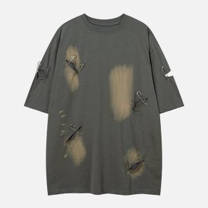 Concert Outfit Washed Broken Holes Tee