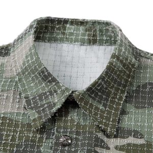 Concert Outfit Washed Brushed Camouflage Short Sleeve Shirt