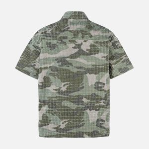 Concert Outfit Washed Brushed Camouflage Short Sleeve Shirt