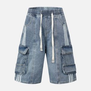 Concert Outfit Washed Cargo Denim Shorts