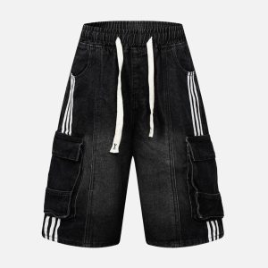 Concert Outfit Washed Cargo Denim Shorts