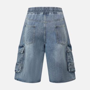 Concert Outfit Washed Cargo Denim Shorts